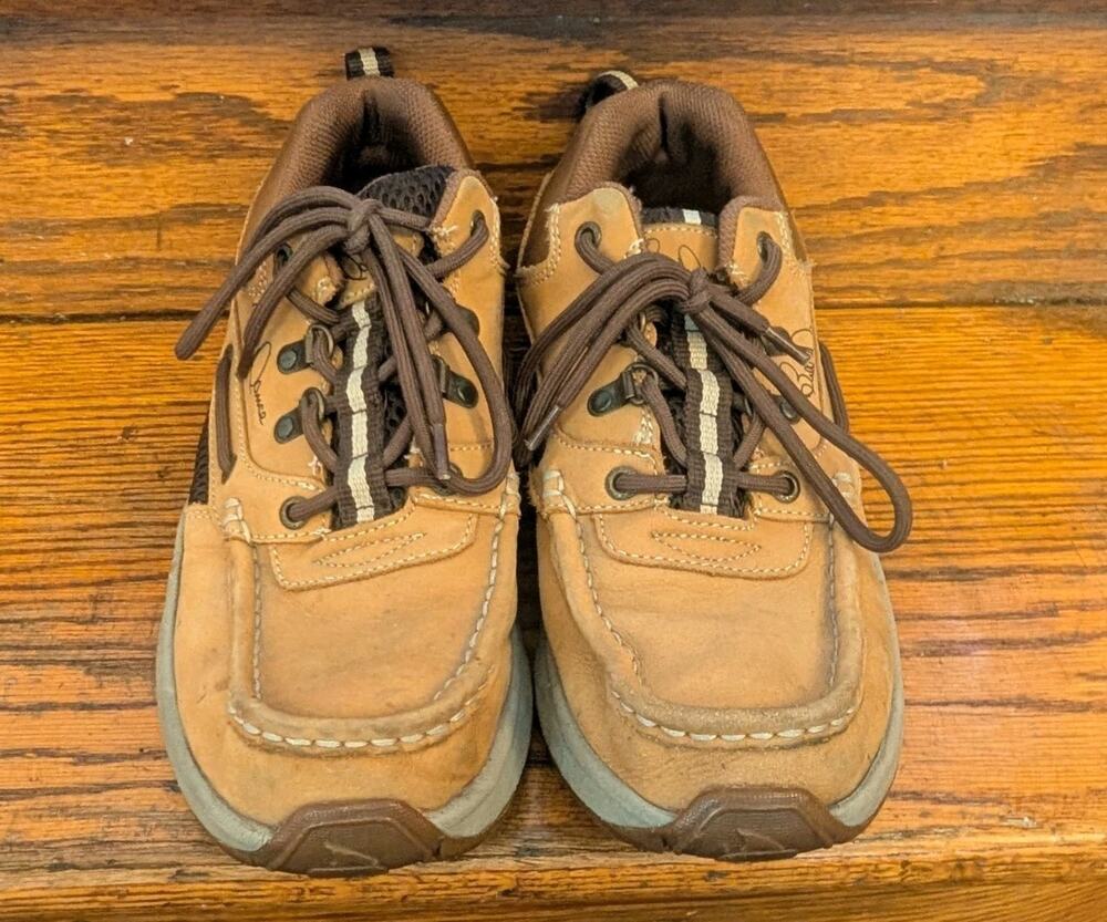 Rugged Shark Bill Dance 9.5 M Mens Tan Leather Mesh Boat Shoes Fishing Preowned